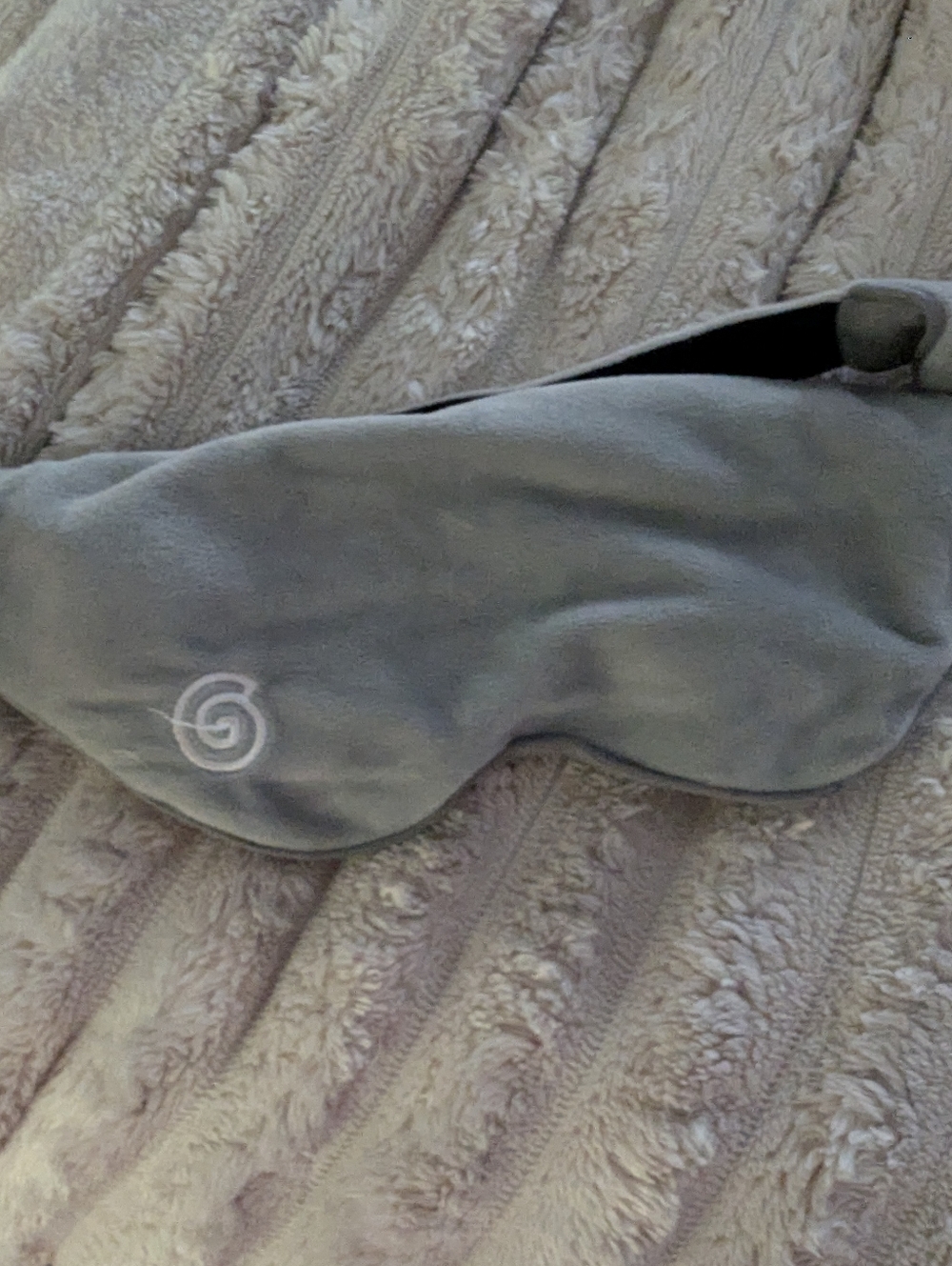 Plush Gray Weighted Eye Mask with Gravity Logo